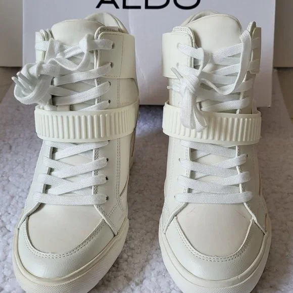 Aldo Shoes Aldo Whiteoffwhite Bloss Velcrostrap Wedge Heel